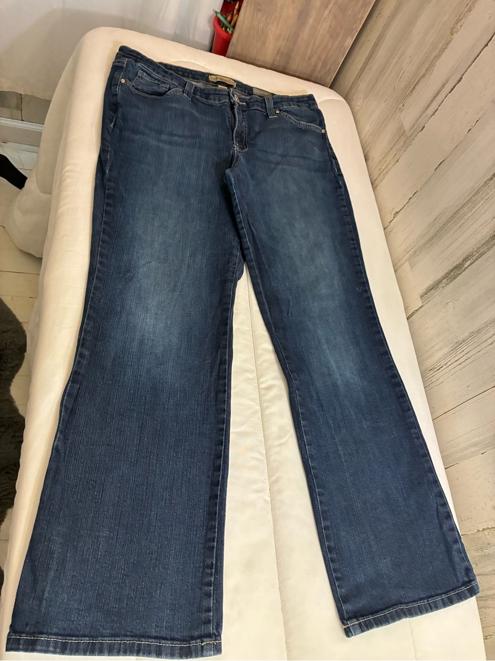Nine West Vintage America Women's Bootcut Jeans in Dark Blue Washsz 16 short
